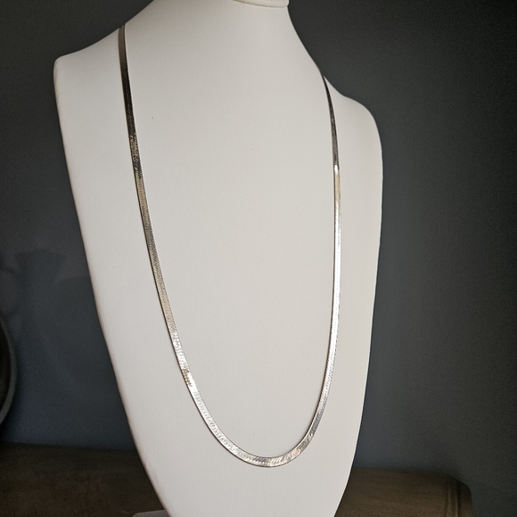 Vintage BBI Italy Sterling Silver 925 Long Herringbone Chain Necklace 30-inch - Picture 13 of 13